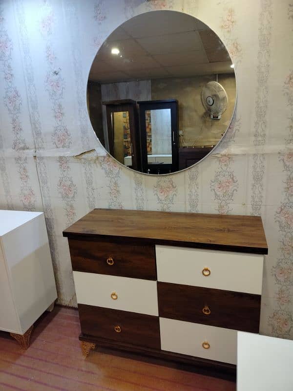 Dressing Table 6 drawers round mirror best quality 11