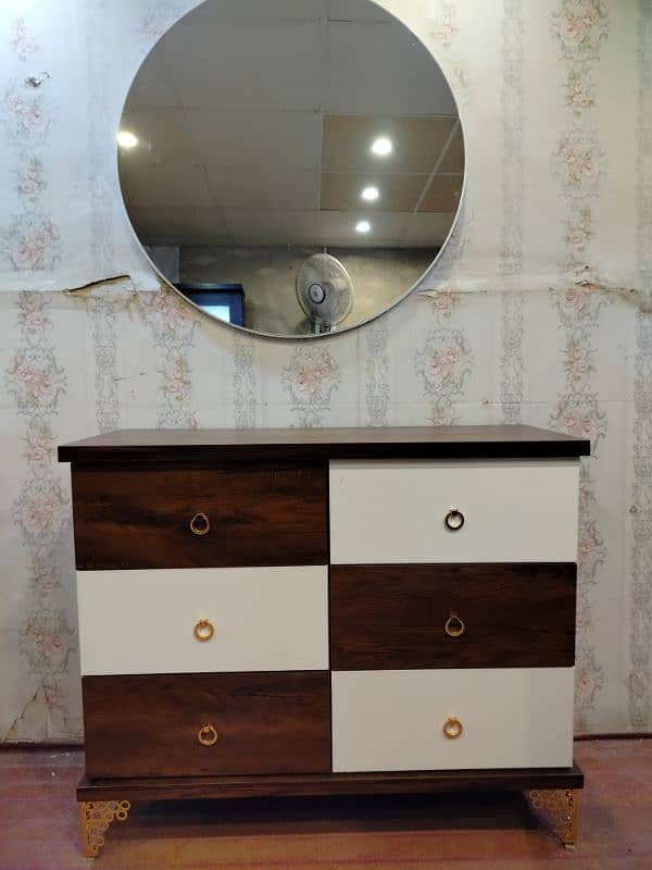 Dressing Table 6 drawers round mirror best quality 12
