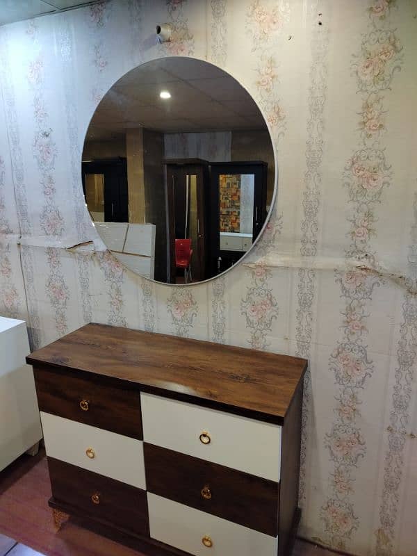 Dressing Table 6 drawers round mirror best quality 13