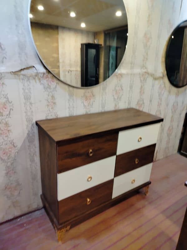 Dressing Table 6 drawers round mirror best quality 14