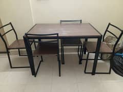 Dining Table 4 Seater (Wooden Top Steel Legs)