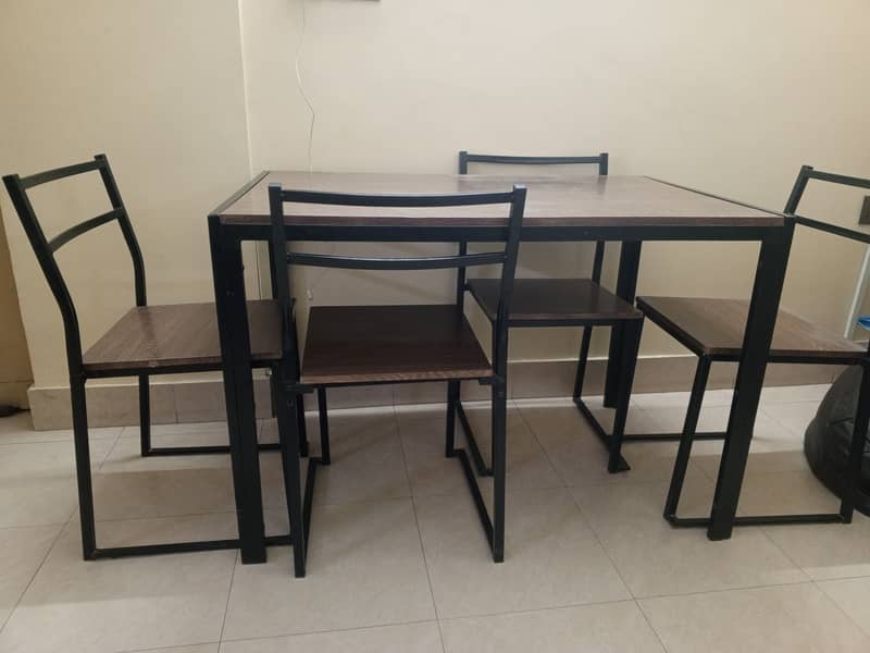 Dining Table 4 Seater (Wooden Top Steel Legs) 1