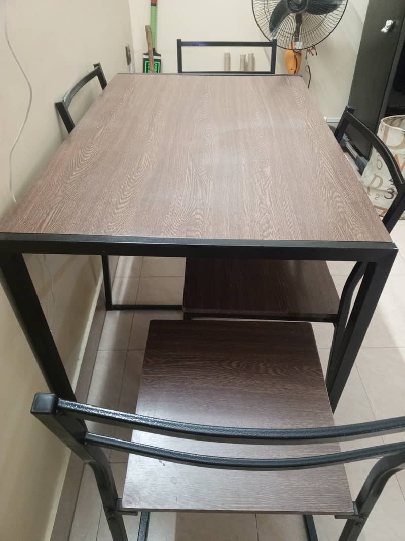 Dining Table 4 Seater (Wooden Top Steel Legs) 2