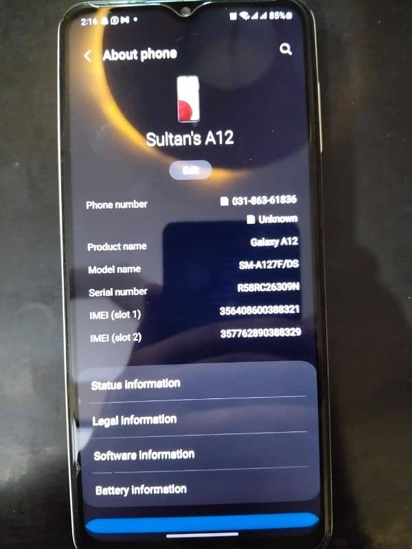 samsung A12 4/128 GB Conditions 10/10 No open No repair 6