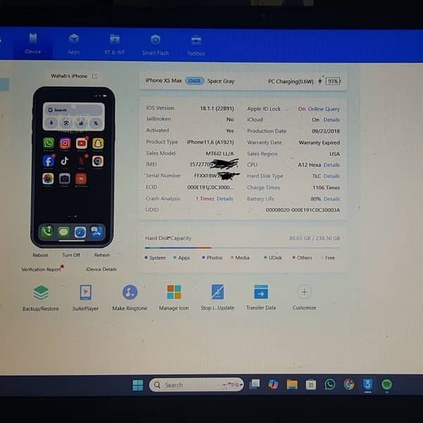 iPhone XSMAX, 256 Gb, Factory Unlock, 80% Health. 2