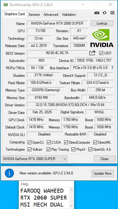 MSI Mech RTX 2060 super 8gb 256bit gaming graphic card GPU 11