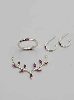 Very Butterfly Silver Set & Heated Ruby