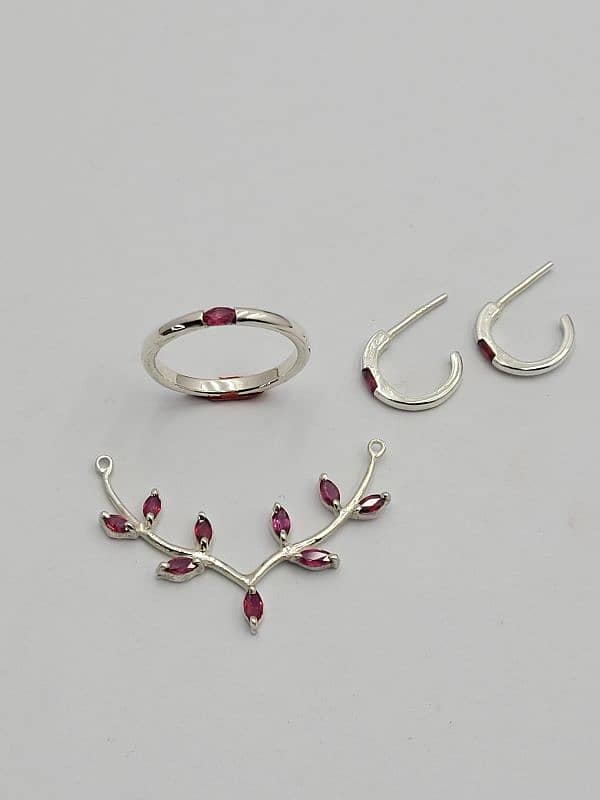 Very Butterfly Silver Set & Heated Ruby 0