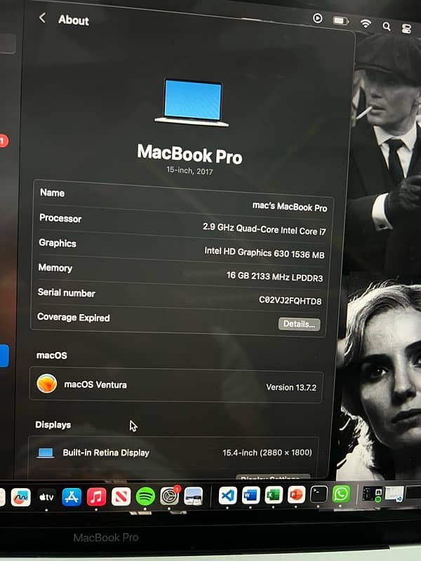 macbook pro 2017 with touch bar, SSD 500GB condition 10/10 3