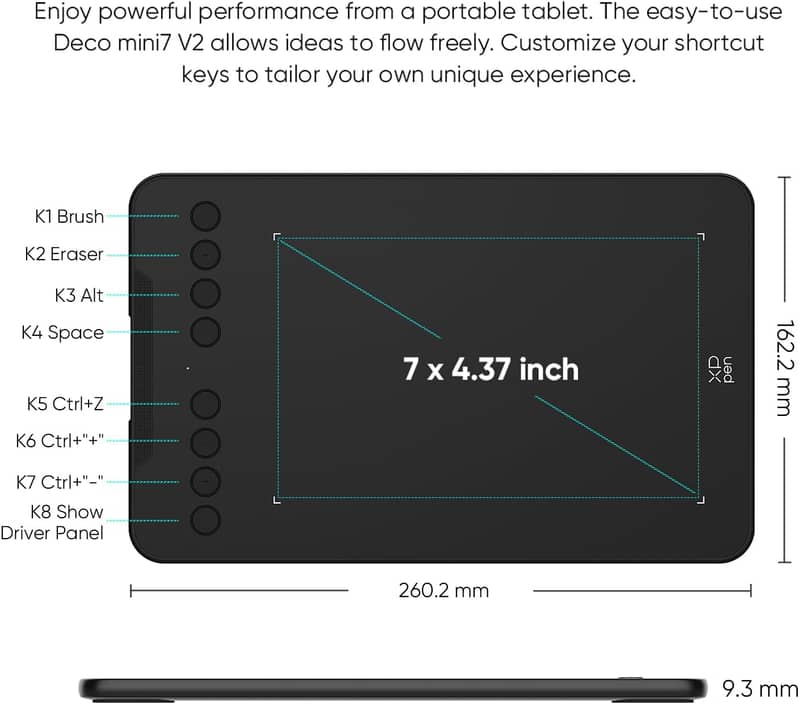 XPPen  Deco Mini7 V2 Drawing  wacom Tablet-16384 Levels of Pressure 6