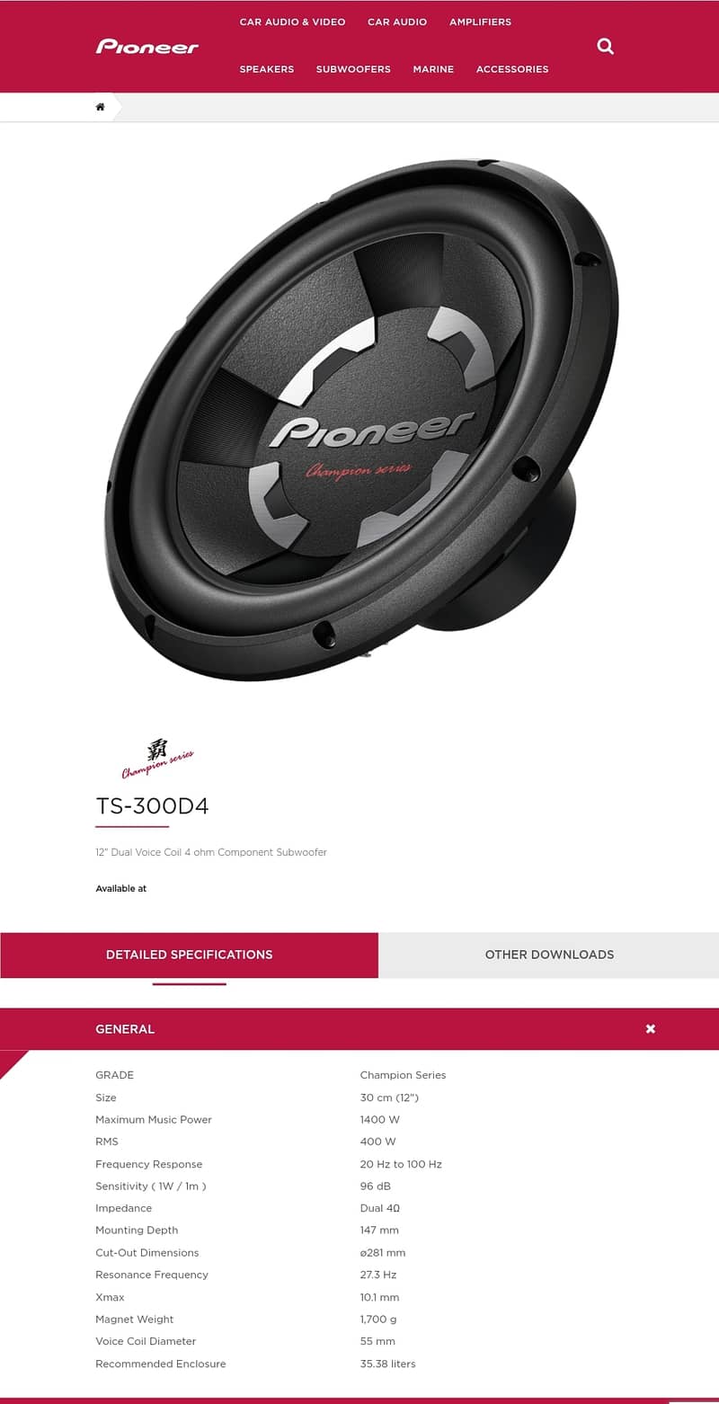 Original Pioneer Champion Series D4 1400w 400rms 0