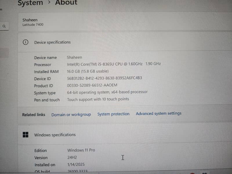 Dell laptop 7400 i5 8th generation 6