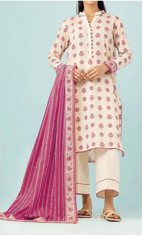 3 Pcs Women's Unstitched Printed Suit 1