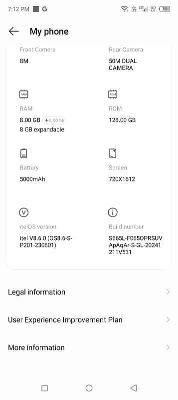 itel s23/8+8expendable /128gb/5000mahbattery 2