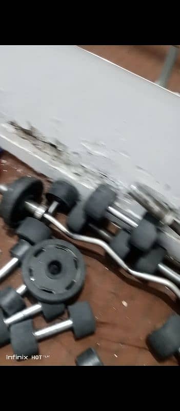 gym dumbell barbel rod and plates 2