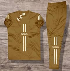 Stylish Men's Printed Track Suit - 2 Pcs Golden Polyester Set