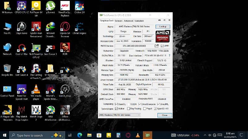 AMD Radeon R9 380 4GB GDDR5 PCIe DVI Video Card w/HDMI, DisplayPort, F 2