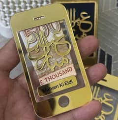 Customized Name Mobile  Acrylic Eidi Envelope For Eid Special