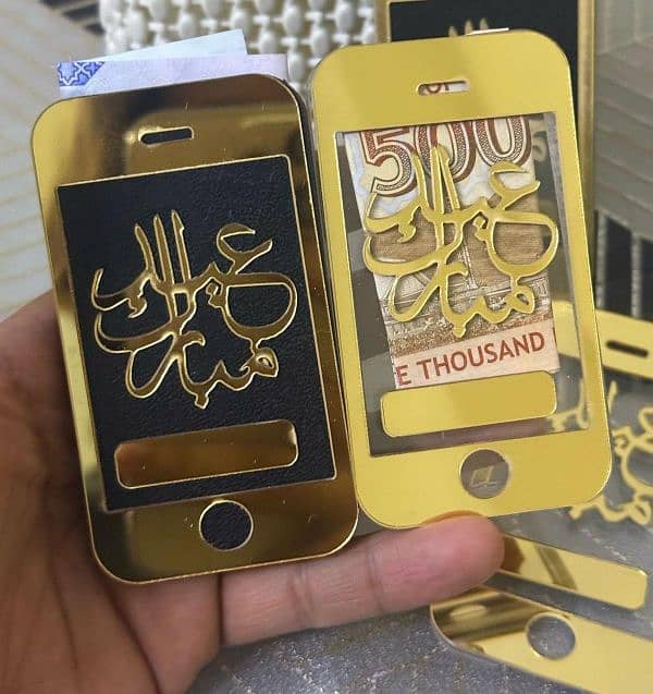 Customized Name Mobile  Acrylic Eidi Envelope For Eid Special 2