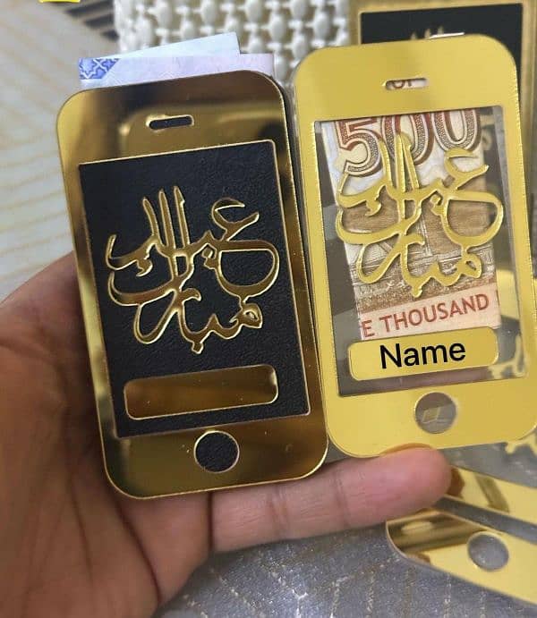 Customized Name Mobile  Acrylic Eidi Envelope For Eid Special 4