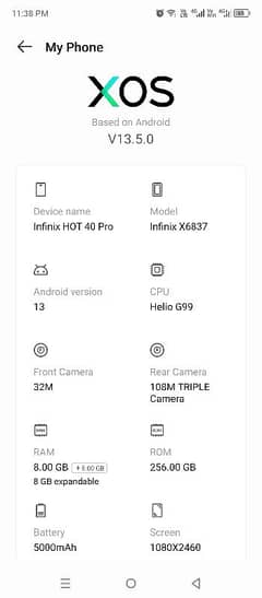 Infinix hot 40 pro 8+8 256gb Arjunt sale 4 month used