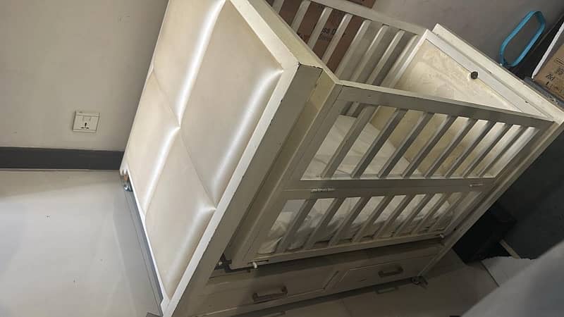 Solid Wood Baby Cot with Dolly and Mattress 0