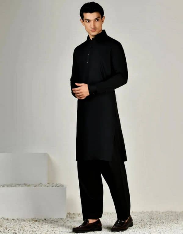 BLACK TOYOBO | UNSTITCHED KAMEEZ SALWAR| FOR MEN BY ZARWØLVE 2