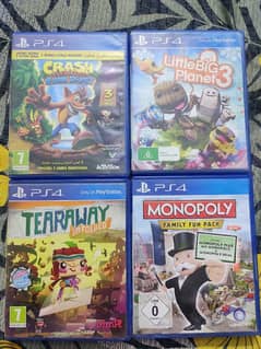 PS4 Crash Bandicoot Trilogy , Little Big Planet 3, Tearaway, Monopoly