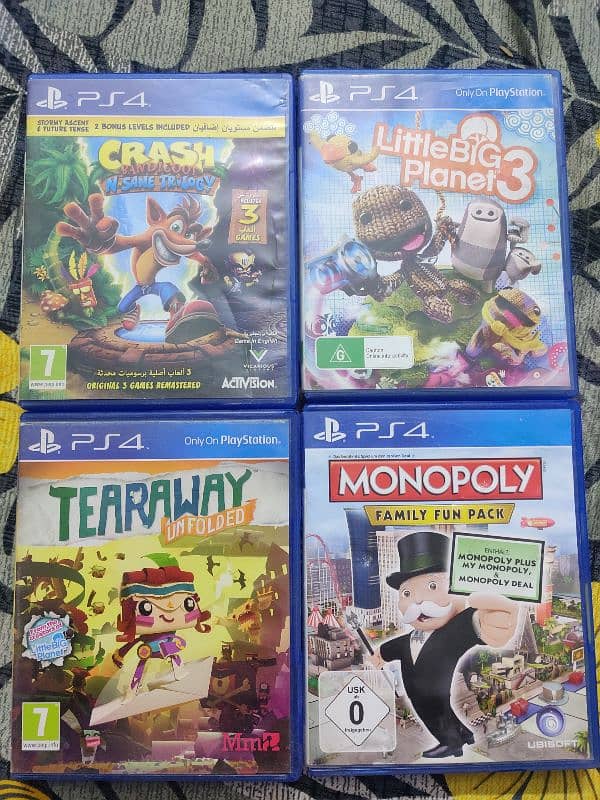 PS4 Crash Bandicoot Trilogy , Little Big Planet 3, Tearaway, Monopoly 0