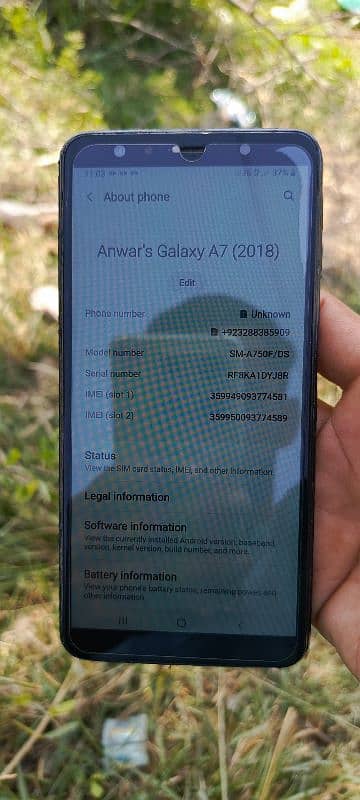 Samsung A7  4.128 good condition 10.8 ha complete box ha 4