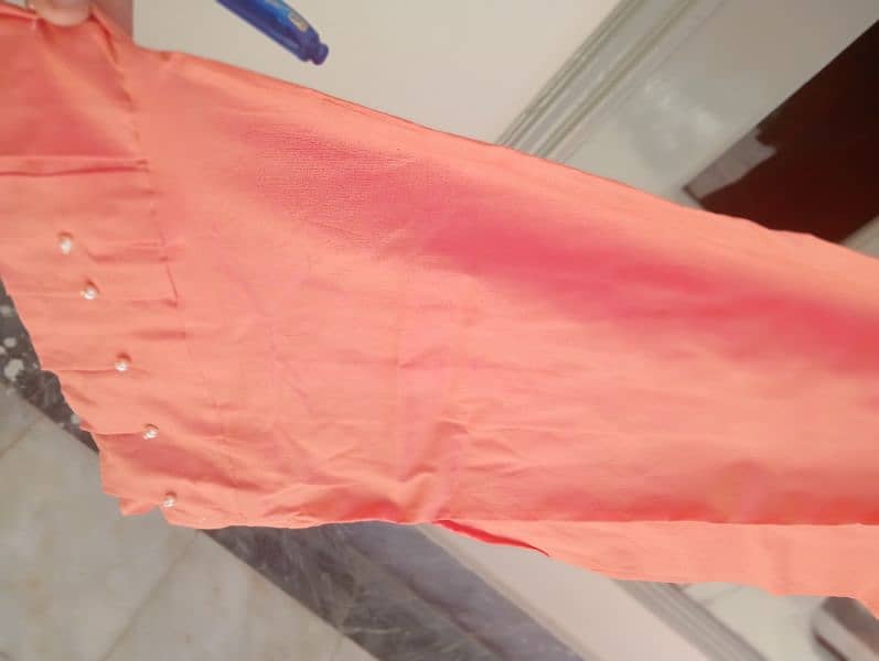 Stylish Peach shirt with round daman, plazo and net dupatta with frill 1