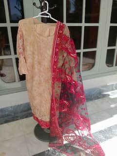 Beautiful Formal dress with cutwork net dupatta