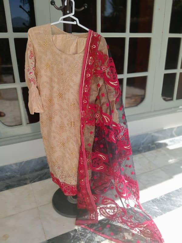 Beautiful Formal dress with cutwork net dupatta 1