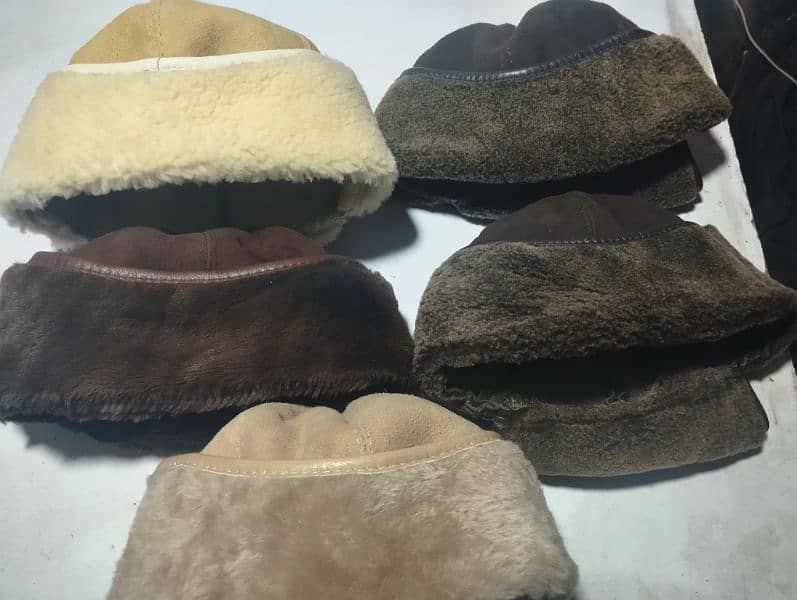 premium Quality Genuine Sheepskin and Furr Hat's For unisex Bucket cap 4