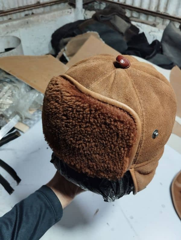 premium Quality Genuine Sheepskin and Furr Hat's For unisex Bucket cap 6