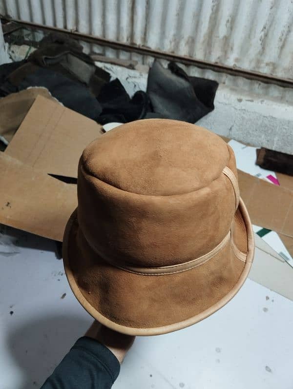 premium Quality Genuine Sheepskin and Furr Hat's For unisex Bucket cap 7