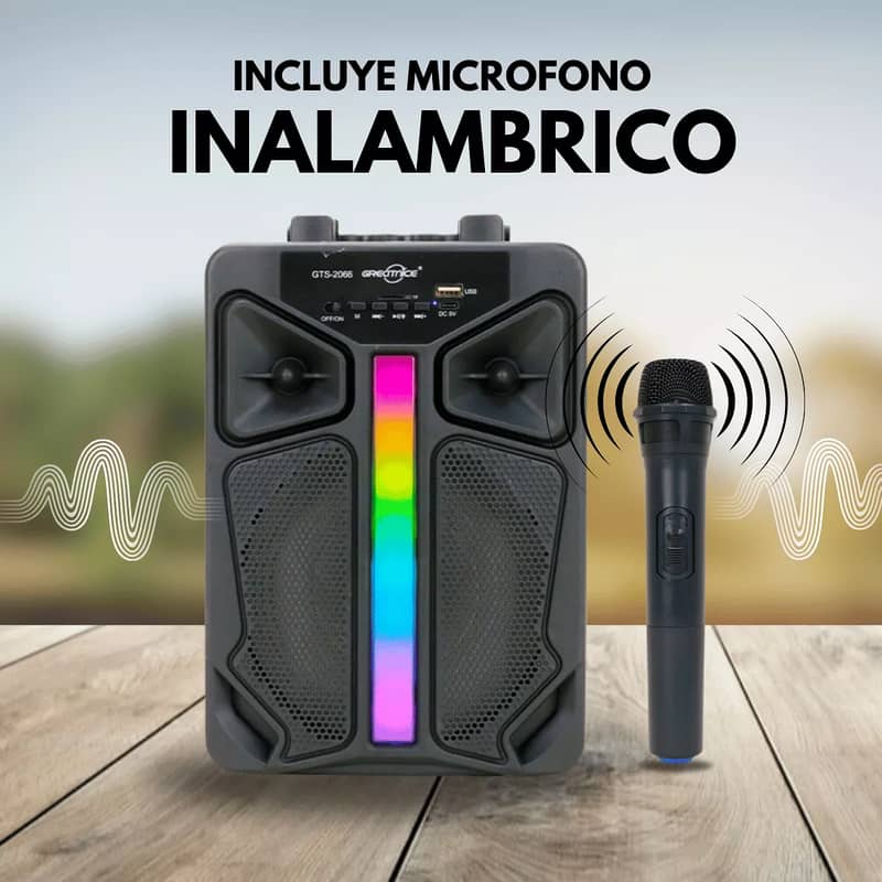 Gts-2066 Bluetooth Speaker Led Light And Wireless Microphone 0