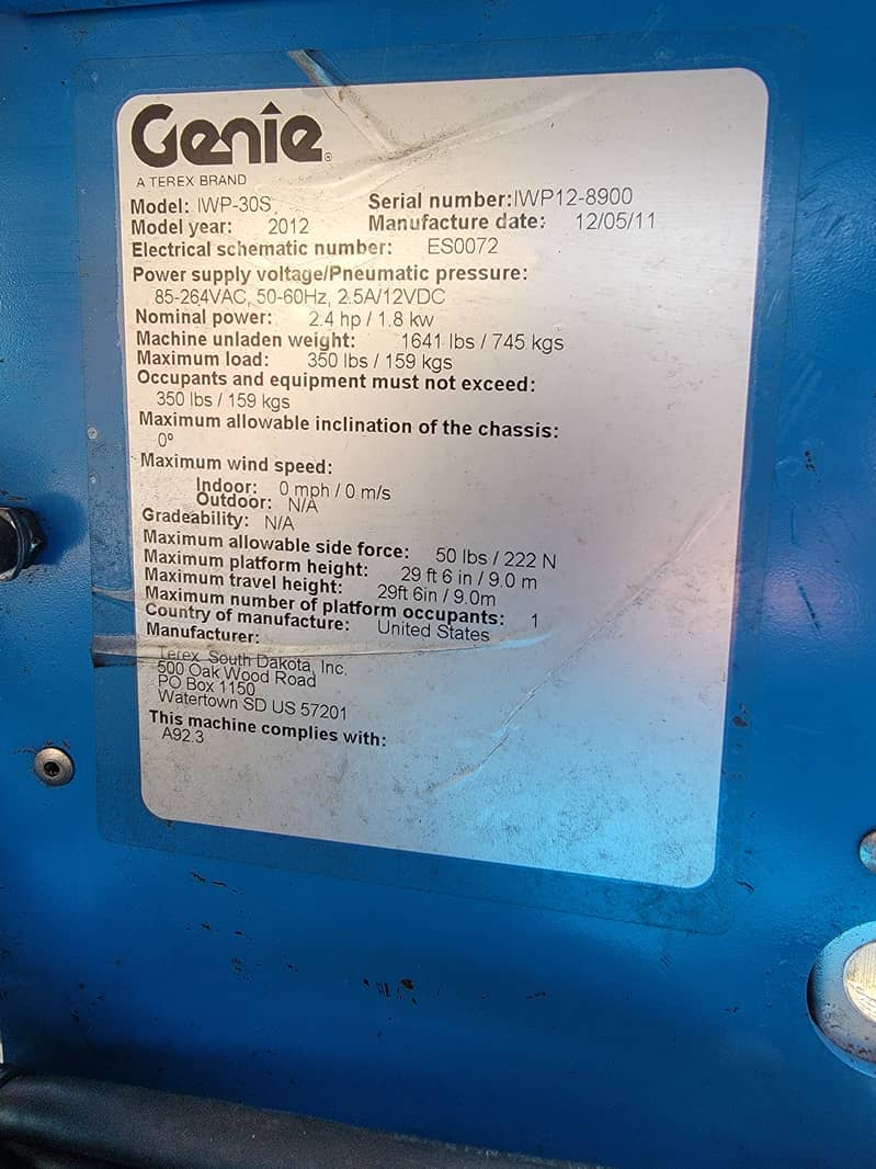 GENIE IWP-30S Self Propelled Driven 36 Ft Man Lift Scissor Lift 4 Sale 15