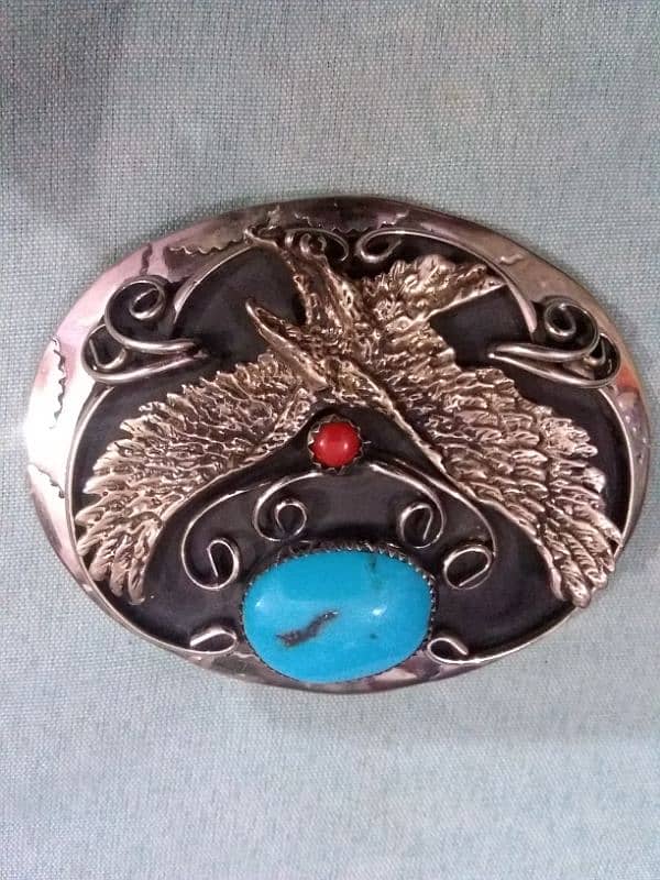 belt buckle German silver Hand crafted original stone feroza 3