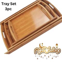 3pc Wooden Tray Set