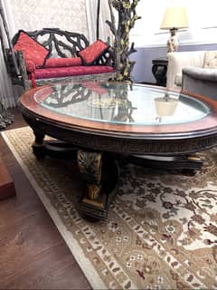 Antique Deco center and side tables