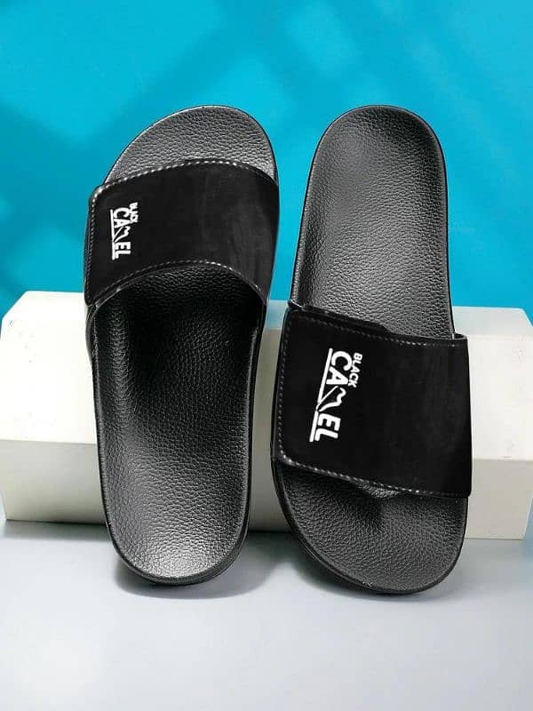 Black camal magic style slide flip flop 1