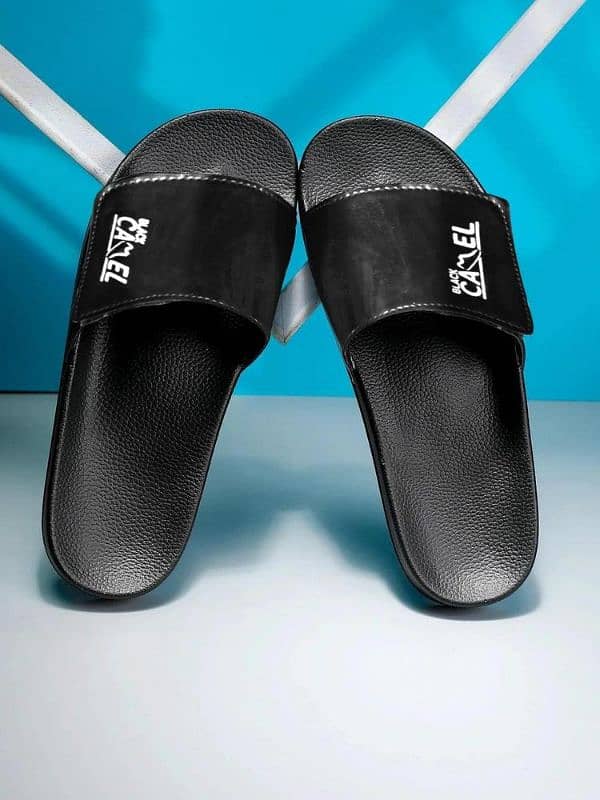 Black camal magic style slide flip flop 2