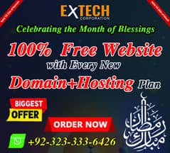 Get a 100%  Free Website with  Every New Domain+Hosting Plan!