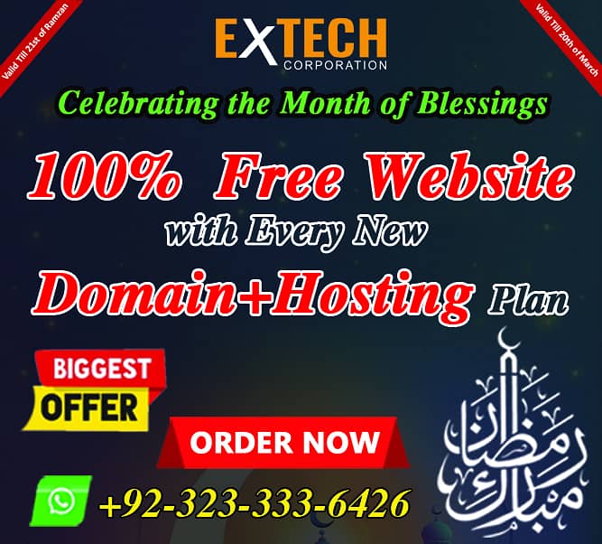 Get a 100%  Free Website with  Every New Domain+Hosting Plan! 0