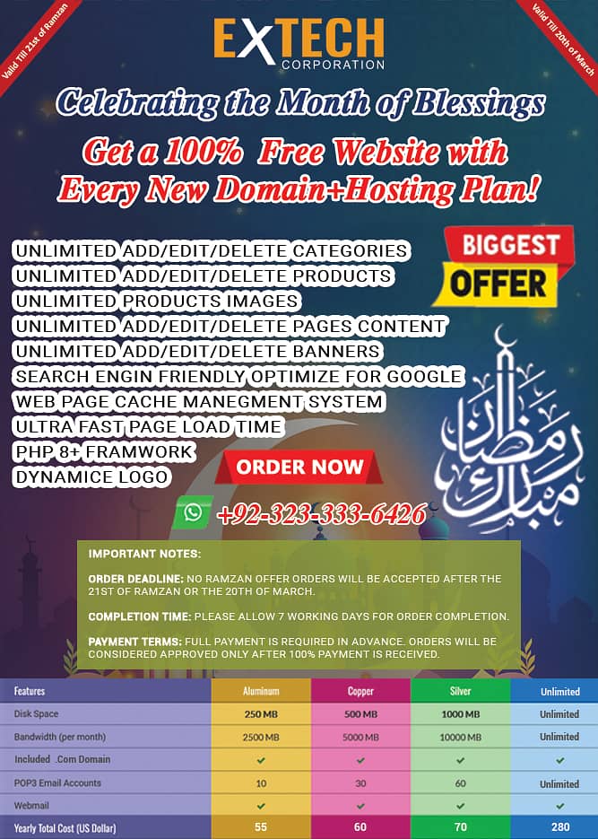 Get a 100%  Free Website with  Every New Domain+Hosting Plan! 1