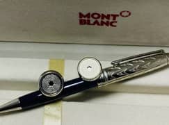 MontBlanc Meisterstuck Blue Pen with Silver Color Cufflink