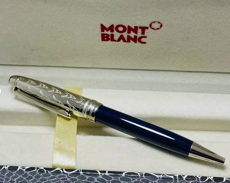 MontBlanc Meisterstuck Blue Pen with Silver Color Cufflink 4