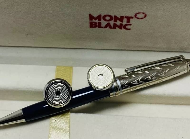 MontBlanc Meisterstuck Blue Pen with Silver Color Cufflink 5