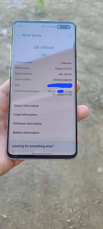 Samsung galaxy s10 5G 8/256 7